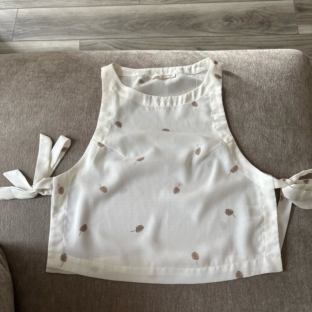 White Sleeveless Top with Ties on side